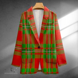 ScotsTee Shop Grierson Clan Crest Casual Tartan Flat Lapel Collar Blazer Tartan Blazer Cotton