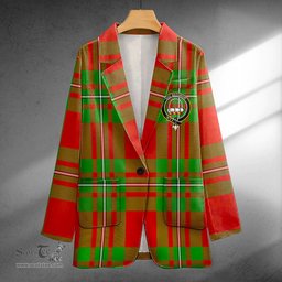 ScotsTee Shop Grierson Clan Crest Casual Tartan Flat Lapel Collar Blazer Tartan Blazer Cotton