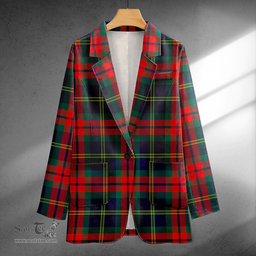 ScotsTee Shop Harvey Modern Clan Crest Casual Tartan Flat Lapel Collar Blazer Tartan Blazer Cotton