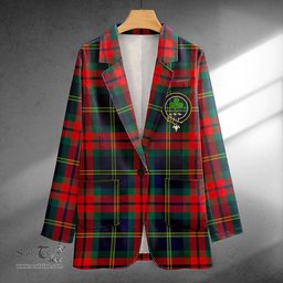 ScotsTee Shop Harvey Modern Clan Crest Casual Tartan Flat Lapel Collar Blazer Tartan Blazer Cotton
