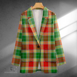 ScotsTee Shop Gibson (Gibbs) Ancient Clan Crest Casual Tartan Flat Lapel Collar Blazer Tartan Blazer Cotton
