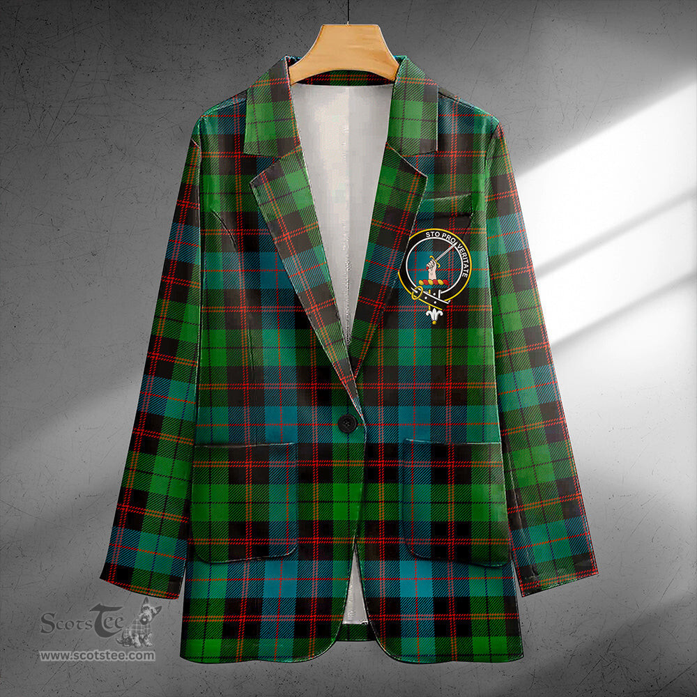 ScotsTee Shop Guthrie Ancient Clan Crest Casual Tartan Flat Lapel Collar Blazer Tartan Blazer Cotton