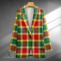 ScotsTee Shop Gibson (Gibbs) Modern Clan Crest Casual Tartan Flat Lapel Collar Blazer Tartan Blazer Cotton