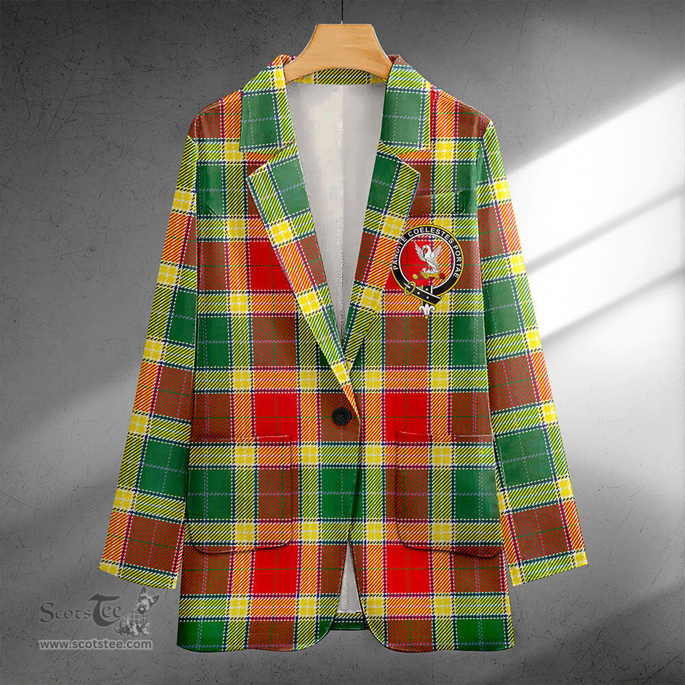 ScotsTee Shop Gibson (Gibbs) Modern Clan Crest Casual Tartan Flat Lapel Collar Blazer Tartan Blazer Cotton