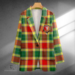 ScotsTee Shop Gibson (Gibbs) Modern Clan Crest Casual Tartan Flat Lapel Collar Blazer Tartan Blazer Cotton