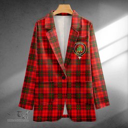 ScotsTee Shop Grant Modern Clan Crest Casual Tartan Flat Lapel Collar Blazer Tartan Blazer Cotton
