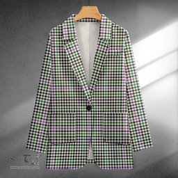 ScotsTee Shop Halliday (Holliday) Ancient Clan Crest Casual Tartan Flat Lapel Collar Blazer Tartan Blazer Cotton