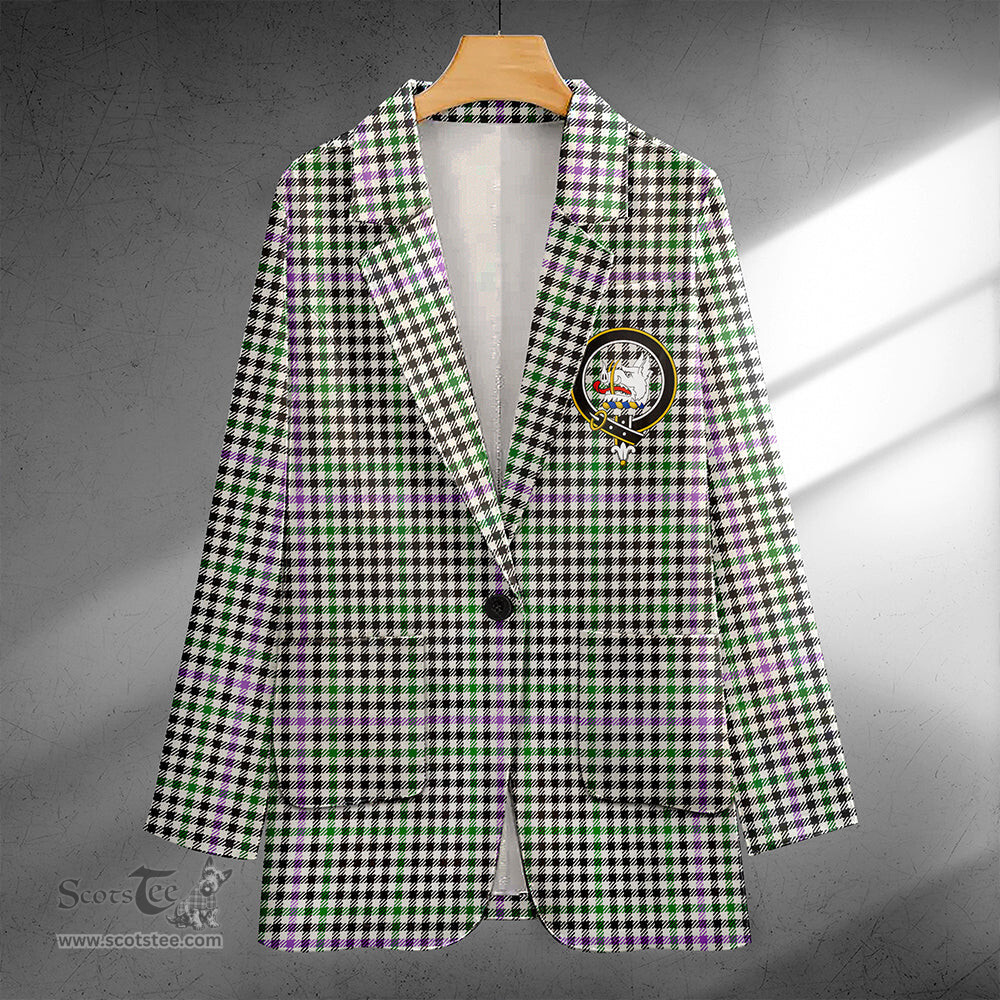 ScotsTee Shop Halliday (Holliday) Ancient Clan Crest Casual Tartan Flat Lapel Collar Blazer Tartan Blazer Cotton