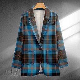 ScotsTee Shop Garden Clan Crest Casual Tartan Flat Lapel Collar Blazer Tartan Blazer Cotton