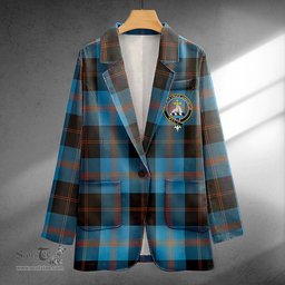 ScotsTee Shop Garden Clan Crest Casual Tartan Flat Lapel Collar Blazer Tartan Blazer Cotton