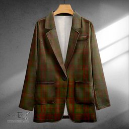 ScotsTee Shop Gray Hunting Clan Crest Casual Tartan Flat Lapel Collar Blazer Tartan Blazer Cotton