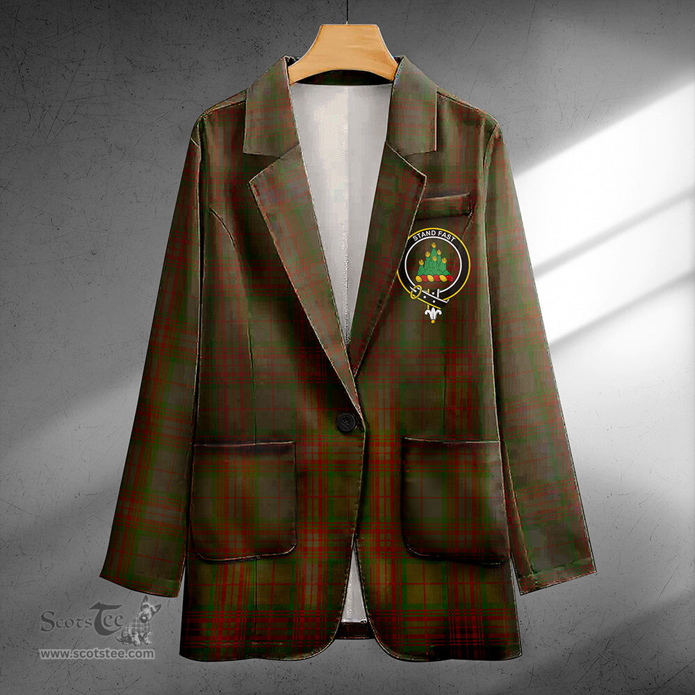 ScotsTee Shop Gray Hunting Clan Crest Casual Tartan Flat Lapel Collar Blazer Tartan Blazer Cotton