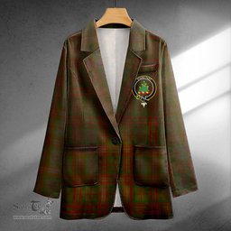 ScotsTee Shop Gray Hunting Clan Crest Casual Tartan Flat Lapel Collar Blazer Tartan Blazer Cotton