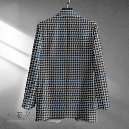 ScotsTee Shop Gladstone Clan Crest Casual Tartan Flat Lapel Collar Blazer Tartan Blazer Cotton