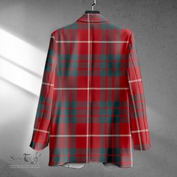 ScotsTee Shop Hamilton Weathered Clan Crest Casual Tartan Flat Lapel Collar Blazer Tartan Blazer Cotton
