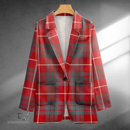 ScotsTee Shop Hamilton Weathered Clan Crest Casual Tartan Flat Lapel Collar Blazer Tartan Blazer Cotton