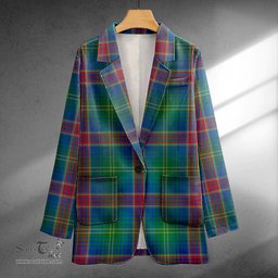 ScotsTee Shop Hart Modern Clan Crest Casual Tartan Flat Lapel Collar Blazer Tartan Blazer Cotton