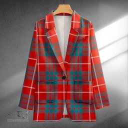 ScotsTee Shop Hamilton Ancient Clan Crest Casual Tartan Flat Lapel Collar Blazer Tartan Blazer Cotton