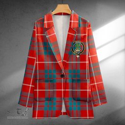 ScotsTee Shop Hamilton Ancient Clan Crest Casual Tartan Flat Lapel Collar Blazer Tartan Blazer Cotton