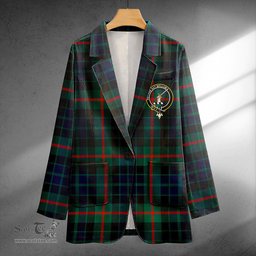 ScotsTee Shop Gunn Modern Clan Crest Casual Tartan Flat Lapel Collar Blazer Tartan Blazer Cotton