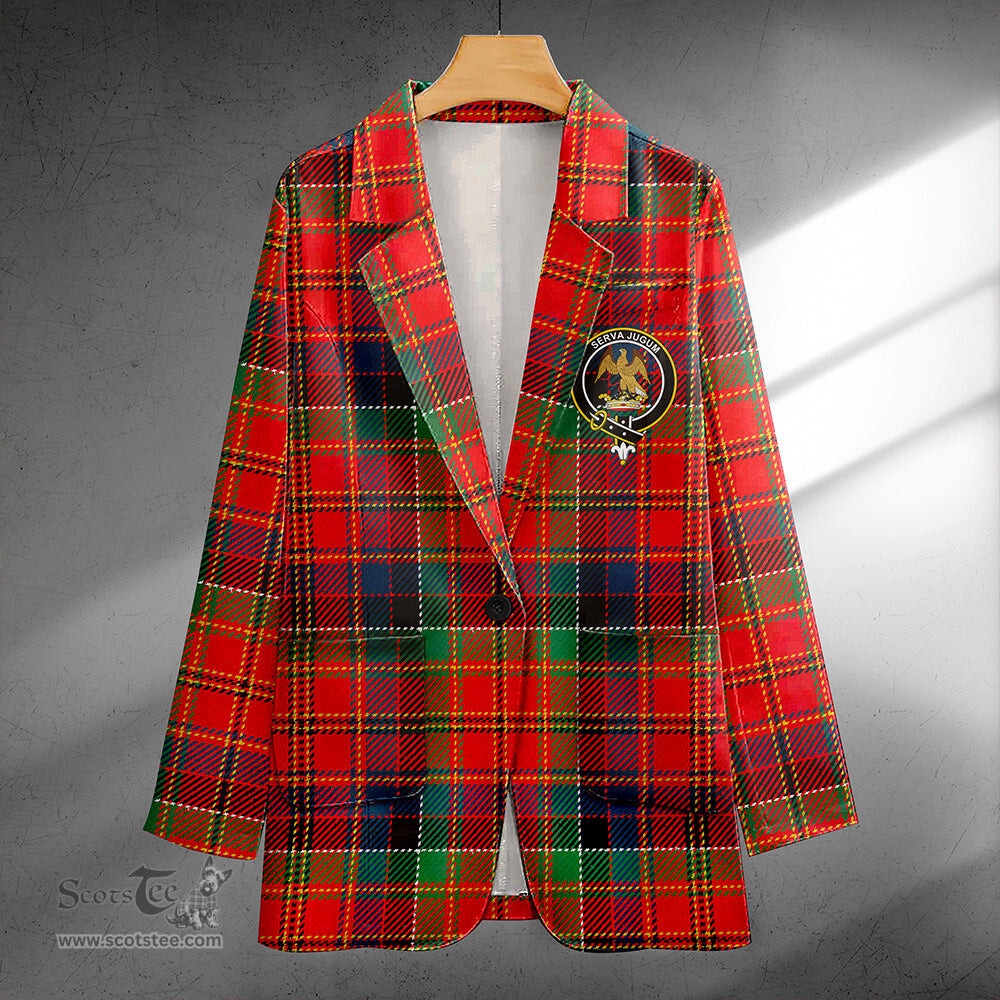 ScotsTee Shop Hay and Leith Modern Clan Crest Casual Tartan Flat Lapel Collar Blazer Tartan Blazer Cotton