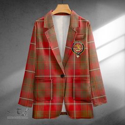 ScotsTee Shop Hay Weathered Clan Crest Casual Tartan Flat Lapel Collar Blazer Tartan Blazer Cotton