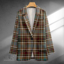 ScotsTee Shop Hislop #2 Weathered Clan Crest Casual Tartan Flat Lapel Collar Blazer Tartan Blazer Cotton