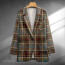 ScotsTee Shop Hislop #2 Weathered Clan Crest Casual Tartan Flat Lapel Collar Blazer Tartan Blazer Cotton