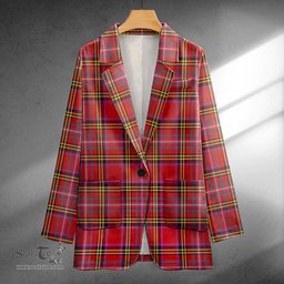 ScotsTee Shop Hepburn Weathered Clan Crest Casual Tartan Flat Lapel Collar Blazer Tartan Blazer Cotton