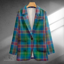 ScotsTee Shop Hart Ancient Clan Crest Casual Tartan Flat Lapel Collar Blazer Tartan Blazer Cotton