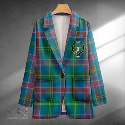 ScotsTee Shop Hart Ancient Clan Crest Casual Tartan Flat Lapel Collar Blazer Tartan Blazer Cotton