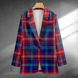 ScotsTee Shop Glenn Modern Clan Crest Casual Tartan Flat Lapel Collar Blazer Tartan Blazer Cotton
