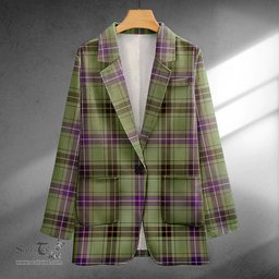 ScotsTee Shop Henderson Weathered Clan Crest Casual Tartan Flat Lapel Collar Blazer Tartan Blazer Cotton