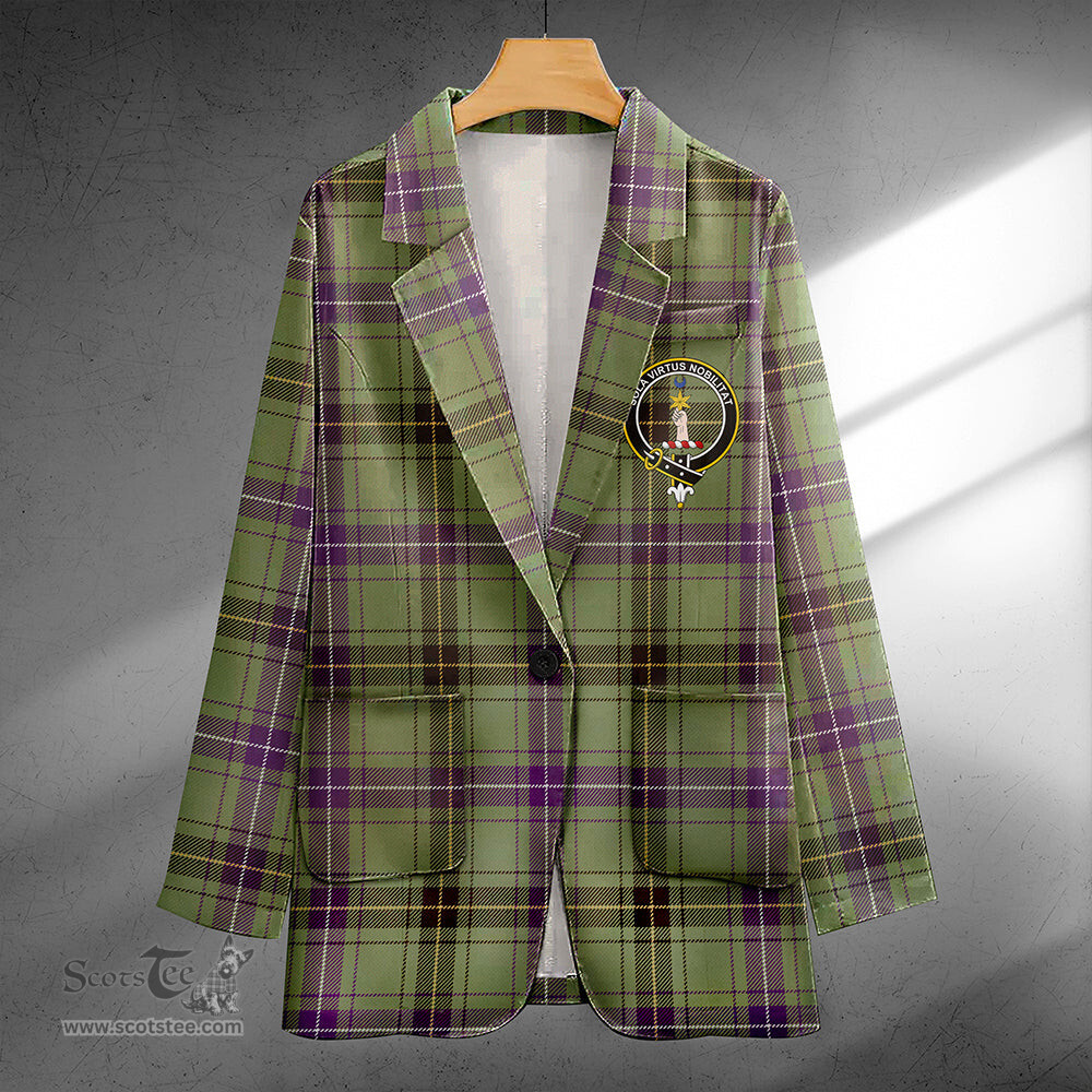 ScotsTee Shop Henderson Weathered Clan Crest Casual Tartan Flat Lapel Collar Blazer Tartan Blazer Cotton