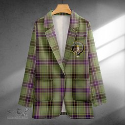 ScotsTee Shop Henderson Weathered Clan Crest Casual Tartan Flat Lapel Collar Blazer Tartan Blazer Cotton