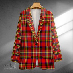 ScotsTee Shop Hepburn Modern Clan Crest Casual Tartan Flat Lapel Collar Blazer Tartan Blazer Cotton