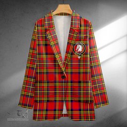 ScotsTee Shop Hepburn Modern Clan Crest Casual Tartan Flat Lapel Collar Blazer Tartan Blazer Cotton