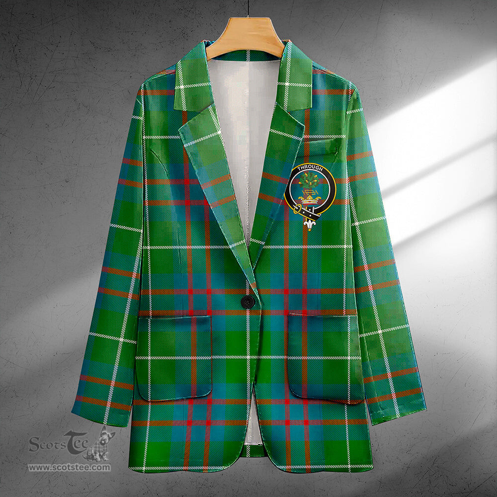 ScotsTee Shop Hamilton of Clayton Ancient Clan Crest Casual Tartan Flat Lapel Collar Blazer Tartan Blazer Cotton