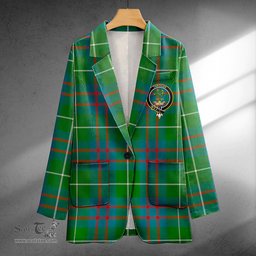 ScotsTee Shop Hamilton of Clayton Ancient Clan Crest Casual Tartan Flat Lapel Collar Blazer Tartan Blazer Cotton