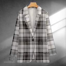 ScotsTee Shop Glendinning Clan Crest Casual Tartan Flat Lapel Collar Blazer Tartan Blazer Cotton