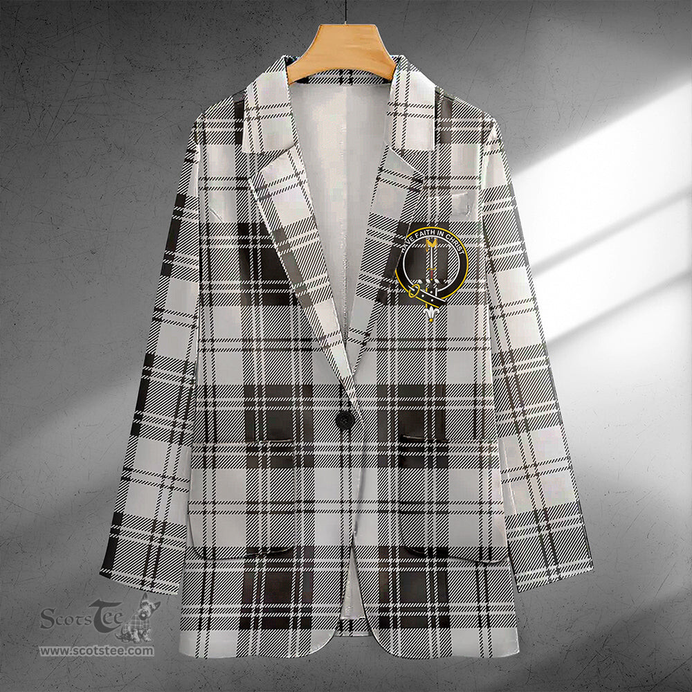 ScotsTee Shop Glendinning Clan Crest Casual Tartan Flat Lapel Collar Blazer Tartan Blazer Cotton