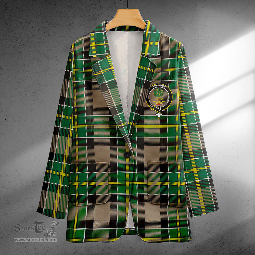 ScotsTee Shop Hamilton of Brandon Modern Clan Crest Casual Tartan Flat Lapel Collar Blazer Tartan Blazer Cotton