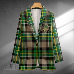 ScotsTee Shop Hamilton of Brandon Modern Clan Crest Casual Tartan Flat Lapel Collar Blazer Tartan Blazer Cotton
