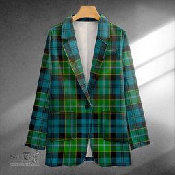 ScotsTee Shop Hogarth Ancient Clan Crest Casual Tartan Flat Lapel Collar Blazer Tartan Blazer Cotton