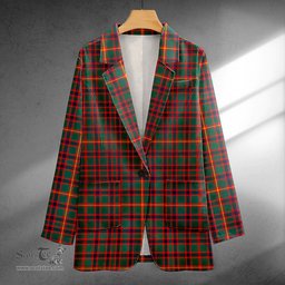 ScotsTee Shop Hall Modern Clan Crest Casual Tartan Flat Lapel Collar Blazer Tartan Blazer Cotton