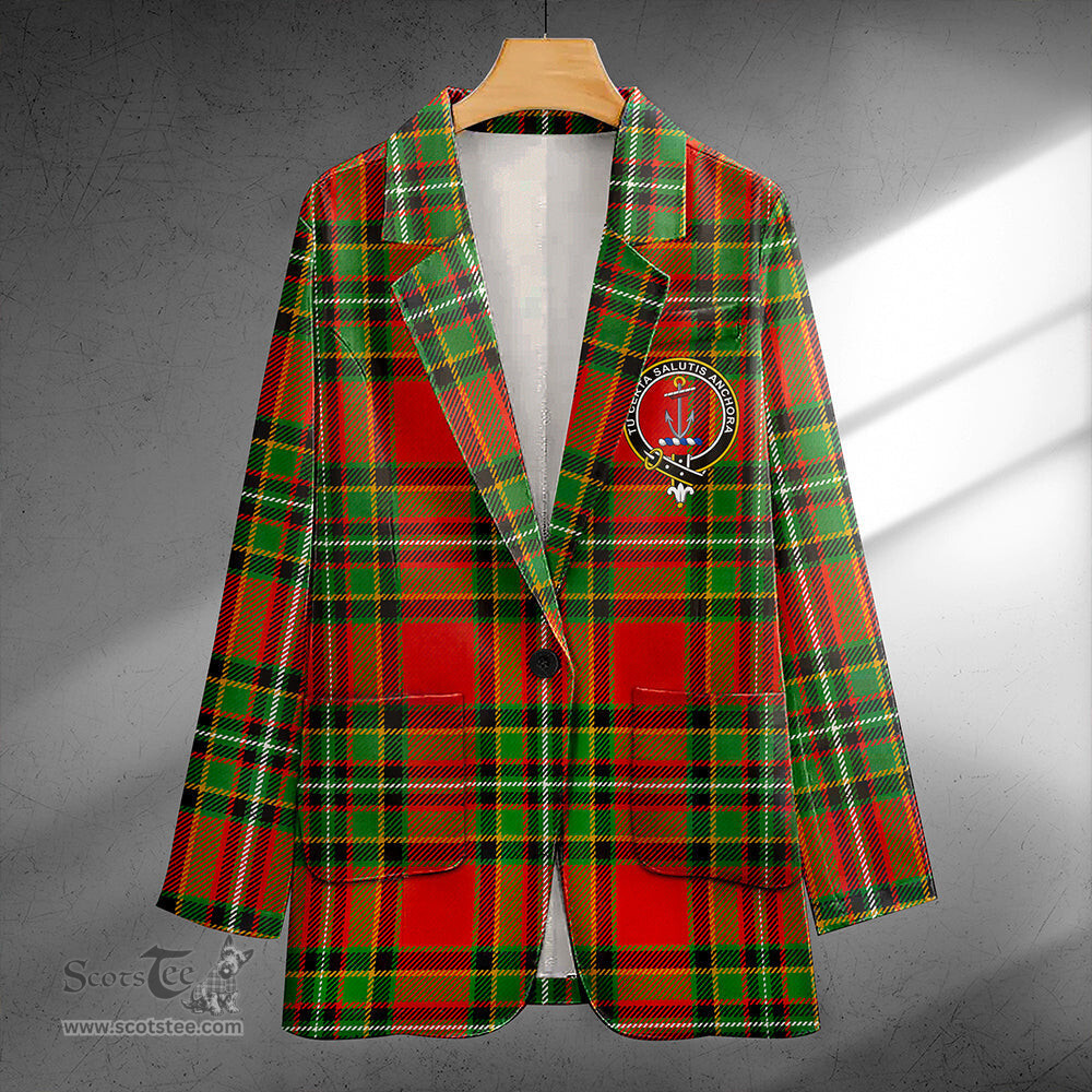 ScotsTee Shop Gillespie Ancient Clan Crest Casual Tartan Flat Lapel Collar Blazer Tartan Blazer Cotton