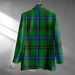 ScotsTee Shop Henderson Modern Clan Crest Casual Tartan Flat Lapel Collar Blazer Tartan Blazer Cotton
