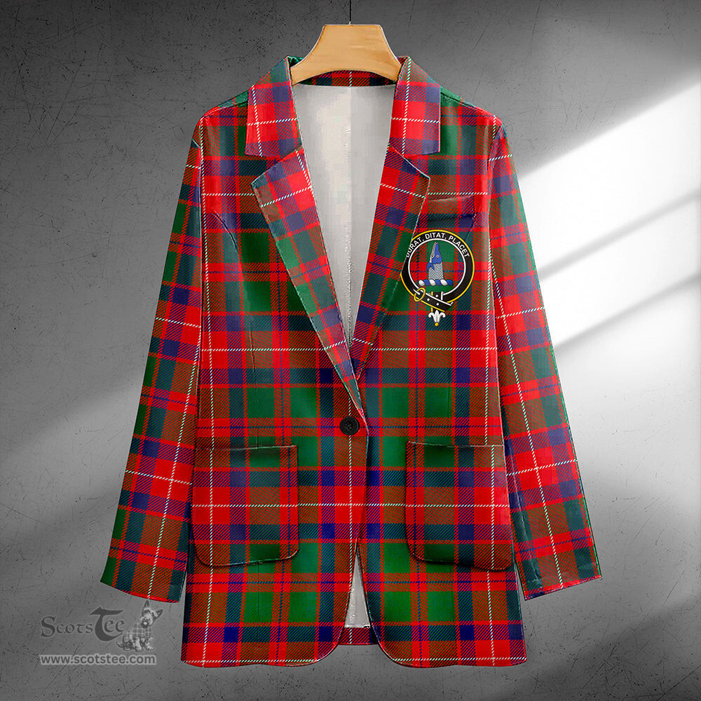 ScotsTee Shop Geddes Modern Clan Crest Casual Tartan Flat Lapel Collar Blazer Tartan Blazer Cotton