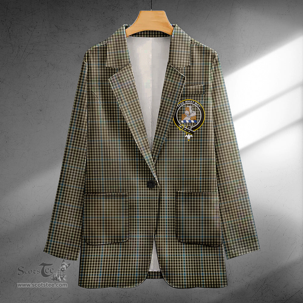 ScotsTee Shop Haig Check Clan Crest Casual Tartan Flat Lapel Collar Blazer Tartan Blazer Cotton