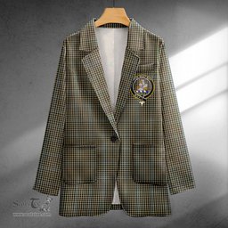 ScotsTee Shop Haig Check Clan Crest Casual Tartan Flat Lapel Collar Blazer Tartan Blazer Cotton